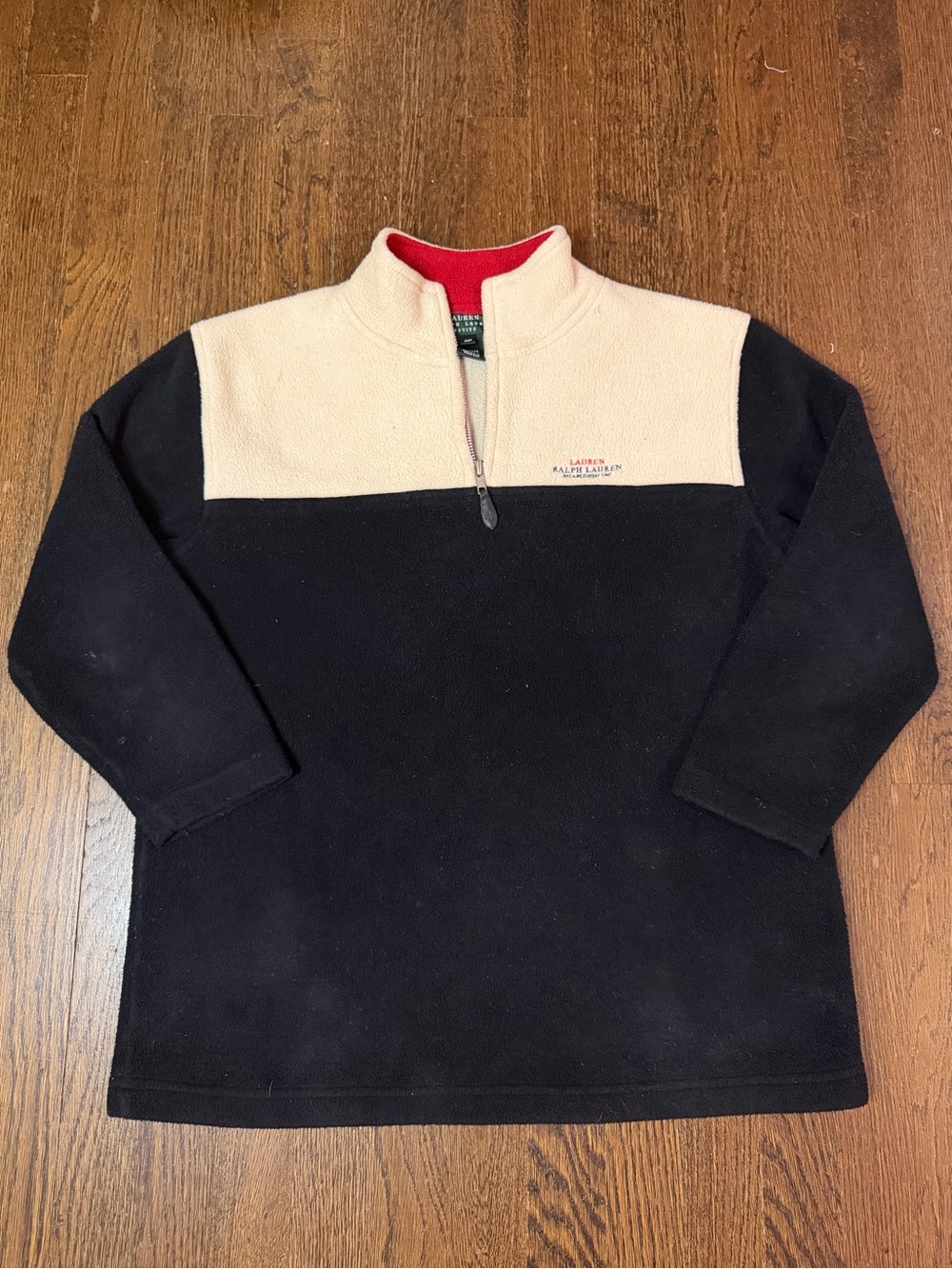 Polo Ralph Lauren Two-Tone Quarter Zip Fleece - Black & Cream